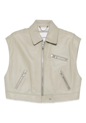 Halfboy zip leather gilet - Green