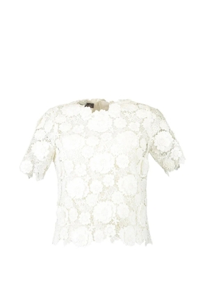 Monique Lhuillier floral short-sleeve blouse - White