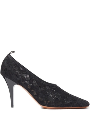 Stella McCartney 95mm floral-lace squared-toe pumps - Black