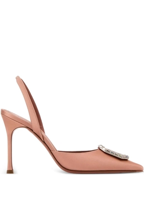 Amina Muaddi 90mm Camelia embellished heeled pumps - Pink