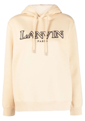Lanvin logo-embroidered cotton hoodie - Neutrals