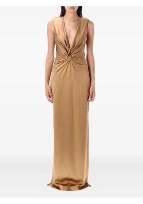 TOM FORD twist-neck sleeveless gown - Brown