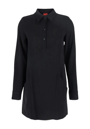 Merci classic collar button midi dress - Black