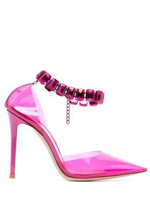 Gianvito Rossi 100mm transparent crystal-embellished pumps - Pink
