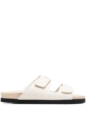 Palm Angels logo-printed leather sandals - Neutrals