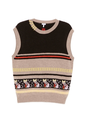 LOEWE x Louis Wain graphic intarsia vest - Brown