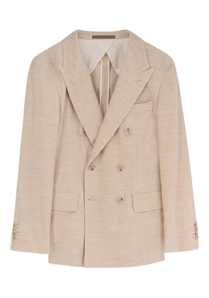 BOSS Heston double-breasted peak-lapel blazer - Neutrals