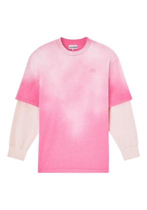GANNI layered logo-detail T-shirt - Pink