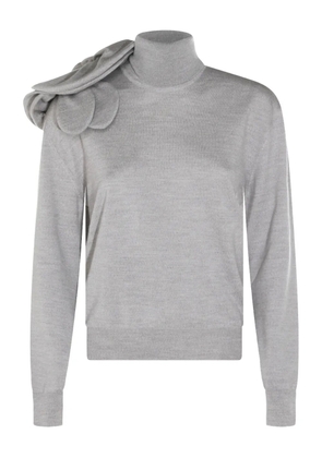 Moschino floral-appliqué roll-neck knitwear - Grey
