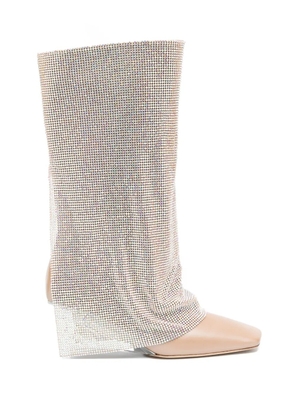 Benedetta Bruzziches Virginia 95mm crystal-drape boots - Neutrals