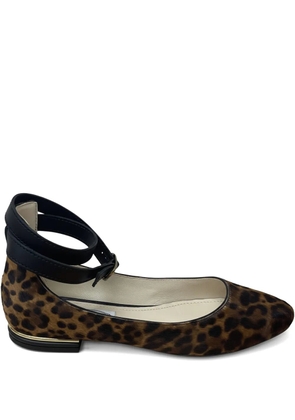 Tod's ankle-strap pony-effect ballet flats - Brown