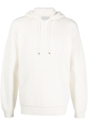 Drôle De Monsieur logo-embroidered waffle-knit hoodie - White
