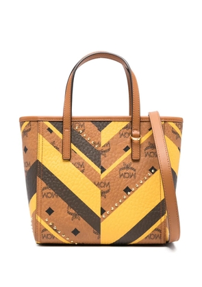 MCM chevron-pattern studded tote bag - Brown