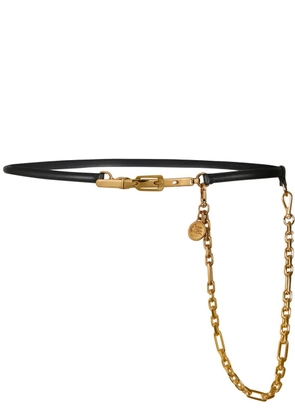 ETRO chain-link detail thin leather belt - Black