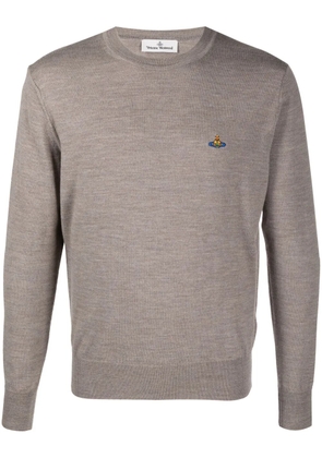 Vivienne Westwood Orb-embroidered virgin-wool jumper - Neutrals