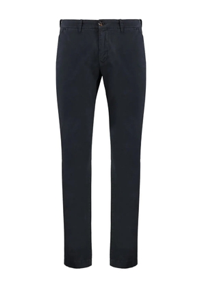 Moorer leather-logo cotton trousers - Blue