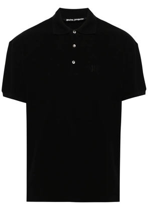 Palm Angels logo-embroidered cotton polo shirt - Black