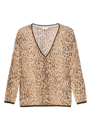 LIU JO leopard-jacquard top - Brown