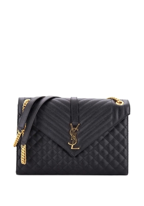 Saint Laurent Pre-Owned Classic Monogram Envelope Satchel Mixed Matelasse Leather Large shoulder bag - Black