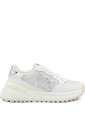 PINKO Love Birds-embellished platform sneakers - White