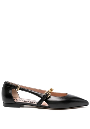 Moschino logo-lettering ballet flats - Black