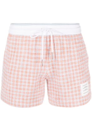 Thom Browne checked tweed track shorts - Orange