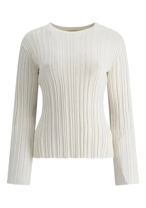 Loulou Elsa ribbed round-neck top - Neutrals