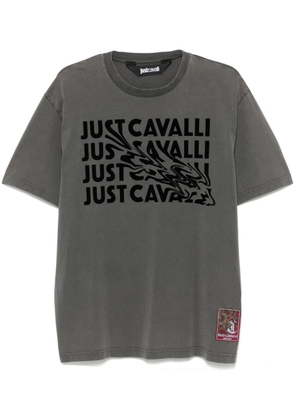 Just Cavalli flocked-logo T-shirt - Grey