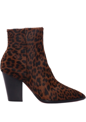 Santoni leopard-print block-heel ankle boots - Brown