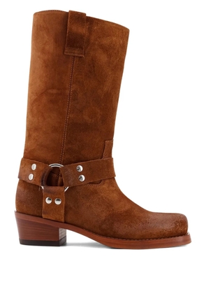 Paris Texas ring-detail suede knee-high boots - Brown