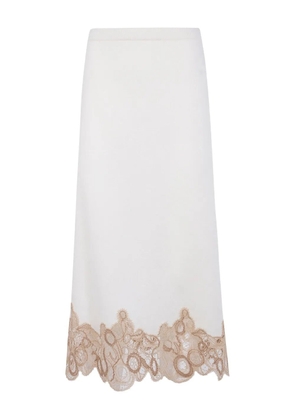Fabiana Filippi lace-trimmed wool midi skirt - White