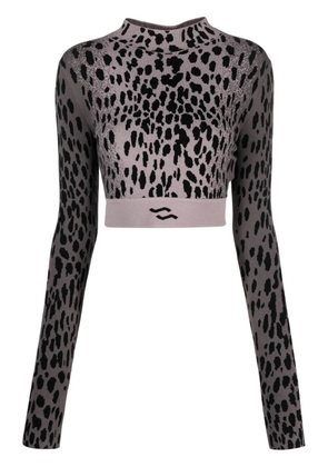 Ssheena hyena-pattern cropped jumper - Purple