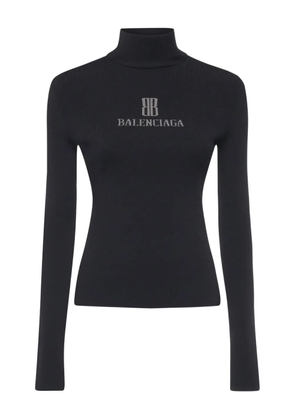 Balenciaga logo-detail ribbed turtleneck top - Black