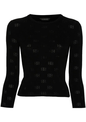 Balenciaga BB-pattern open-knit jumper - Black