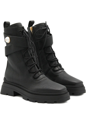 Jimmy Choo 45mm pearl-embellished lace-up combat boots - Black