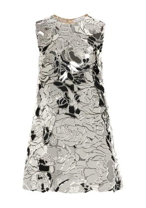 Oscar de la Renta mirrored floral shift mini dress - Silver