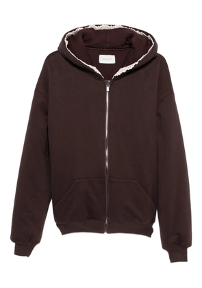 Magda Butrym lace-trimmed zip-up hoodie - Brown