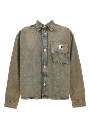 Carhartt WIP logo-patch denim shirt - Grey