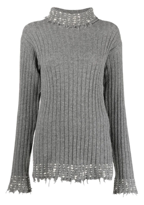Marni raw-cut edge high-neck knitted jumper - Grey