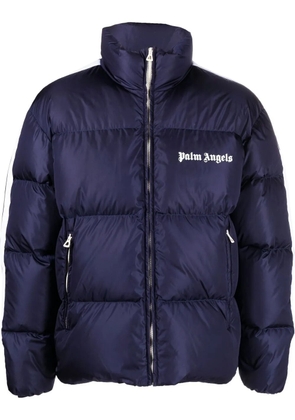 Palm Angels logo-print padded jacket - NAVY BLUE WHITE