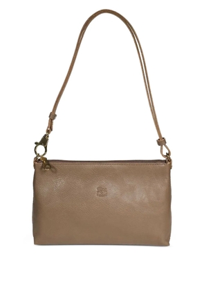 Il Bisonte logo-detail leather clutch bag - Brown