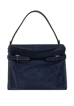 Le Tanneur large Emie denim-effect suede-leather shoulder bag - Blue