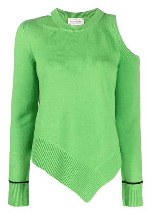 Alexander McQueen cold-shoulder wool jumper - Green