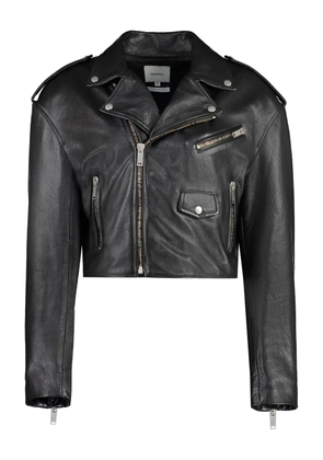 Halfboy cropped biker leather jacket - Black