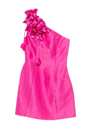 Aje floral-embellished one-shoulder mini dress - Pink