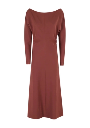Federica Tosi boat-neck long-sleeve midi dress - Brown