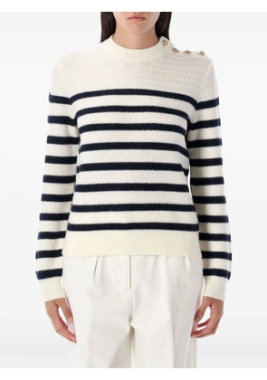 A.P.C. striped button-detailed sweater - White