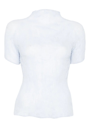Issey Miyake pleated high-neck blouse - Blue