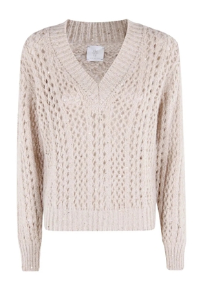 Eleventy openwork V-neck sweater - Neutrals
