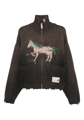 Maison MIHARA YASUHIRO horse-embroidered cardigan - Brown